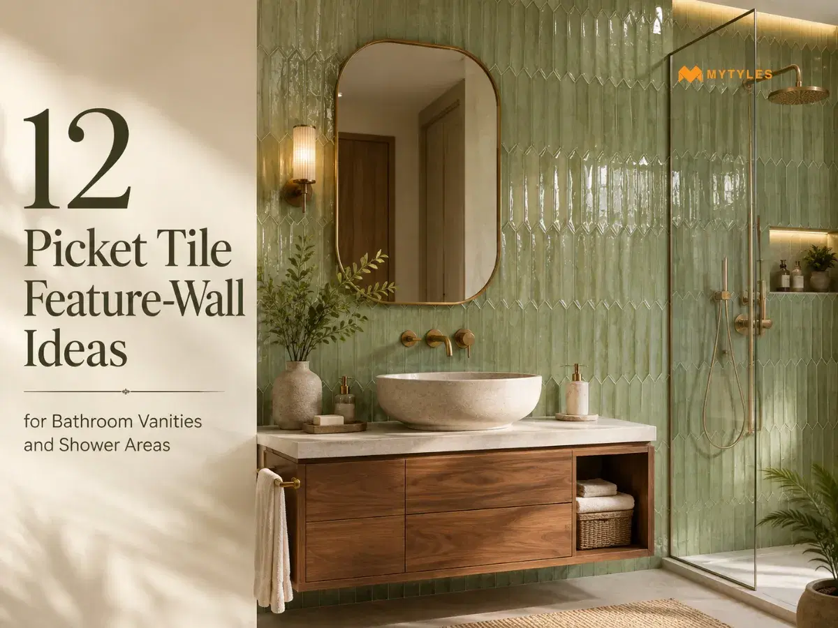 12 Picket Tile Feature-Wall Ideas for Bathroom Vanities and Shower Areas 