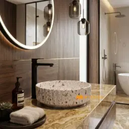 Staccato White Terrazzo Basin Code38856