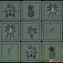 Vintage Green Tropical Motif Wall Tile Code39923