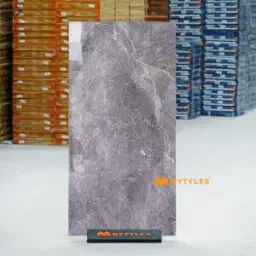 Hermes Grey Marble Look Glossy PGVT Tile Code40172