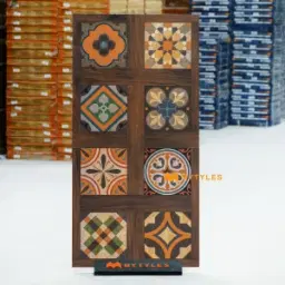 Brown Moroccan Inlay Parquet Vitrified Tile Code40581