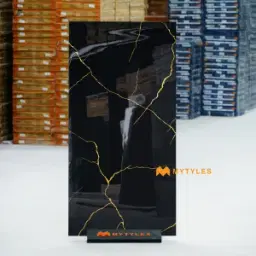 Black Lightning Gold Marble Tile Code40169