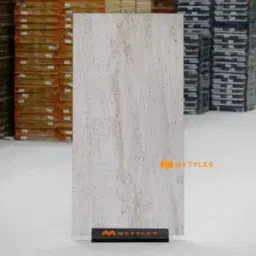 Pale Beige Veined Matt Travertine GVT Tile Code40149
