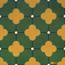 Green Mustard Quatrefoil Moroccan Tile Code39774