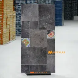 Black French Pattern Modular Rustic Tile Code40132
