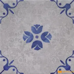 Grey Blue Damask Floral Moroccan Tile Code40690 300x300mm