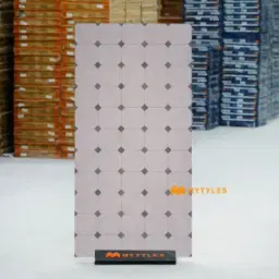 Grey Diamond Inset Punch Vitrified Geometric Tile Code40443
