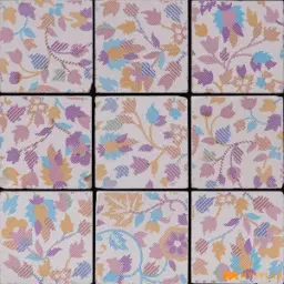Mauve Pink Chintz Vine Floral Vitrified Motif Tile Code39932