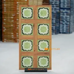 Sage Green Moroccan Inlay Parquet Vitrified Tile Code40580