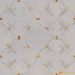 White Fleur de Lis Inlay Tile Code40693