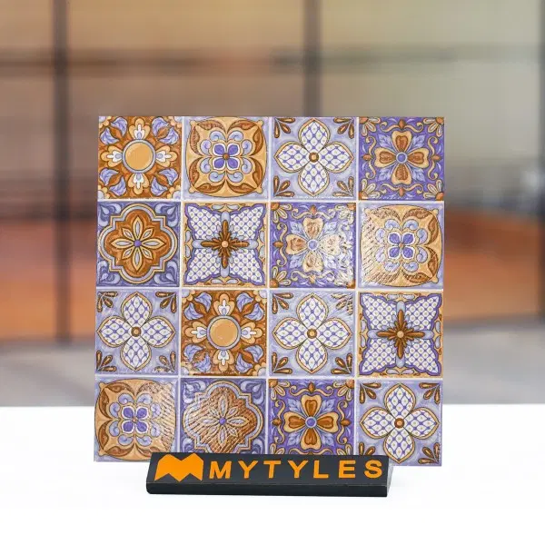Buy 12 x 12 inch ceramic Moroccan code3248 | peach & ash