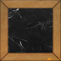 Wood Framed Black Marquina Inlay Tile Code40644 300x300mm