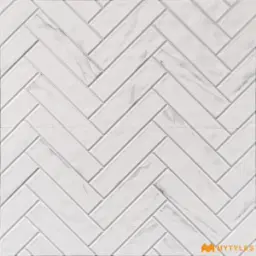 Geo White Herringbone Wall Tile Code39597