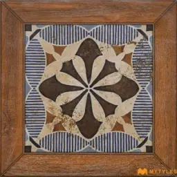 Brown Oak Floral Marquetry Moroccan Tile Code40642 300x300mm