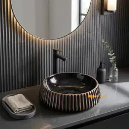 Black Antique Copper Reeded Table Top Wash Basin Code40521