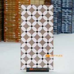 Beige Floral Ring Waterjet Inlay Tile Code40427