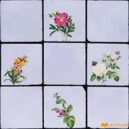 Minimalist White Wildflower Vitrified Motif Tile Code39935