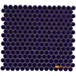 Indigo Blue Penny Round Mosaic Tile Code39387