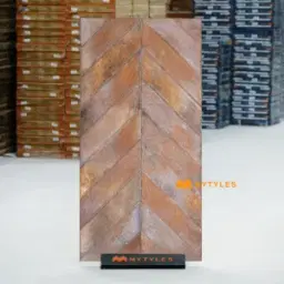 Oxidized Rust Brown Chevron GVT Tile Code40354