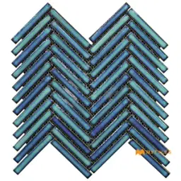 Lume Blue Herringbone Mosaic Tile Code39725  