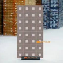Mocha Brown Grid Vitrified Tile Code40465