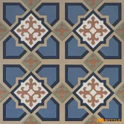 Fleur de Lis Blue Moroccan Tile Code40748