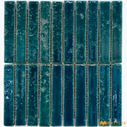 Blue Strip Mosaic Glossy Tile Code41111
