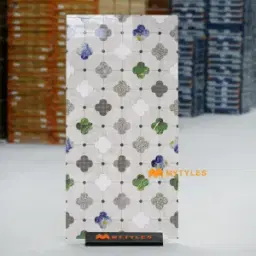 Quatrefoil Stone Grey Inlay Tile Code40628
