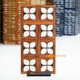 Brown Wooden Floral Inlay Tile Code40677
