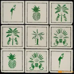 Verde Beige Fauna Motif Wall Tile Code39924
