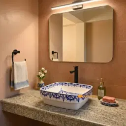 Indigo Azulejo Mandala Glossy Table Top Wash Basin Code40411