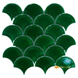 Lagoon Green Fish Scale Mosaic Tile Code39253