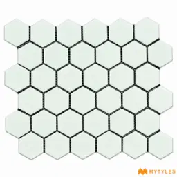 White Hexagon Mosaic Tile Code9652