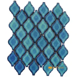 Marine Blue Arabesque Mosaic Tile Code39308