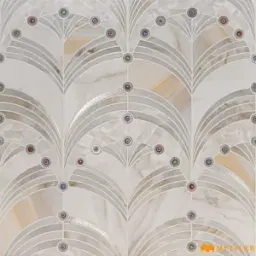 Jewel White Ginkgo Leaf Inlay Tile Code40698