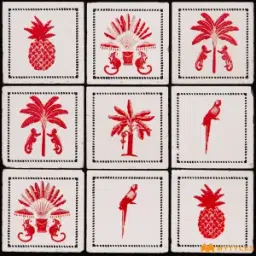 White Crimson Fauna Motif Wall Tile Code39926