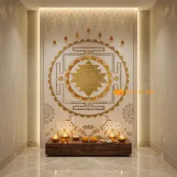 Shree Yantra White Lippan Art Mural Code40852