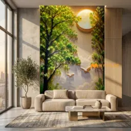Lush Green Scenic Nature Vitrified Poster Tile Code40490