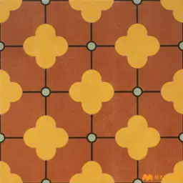 Red Mustard Quatrefoil Moroccan Tile Code39776