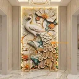 Regal White Peacock Matt Vitrified Poster Tile Code40491