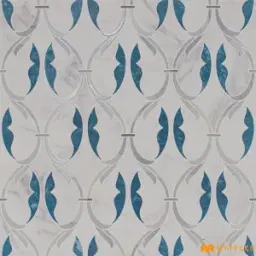 Luxe White Teal Wing Inlay Tile Code40702