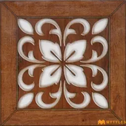 Chestnut Brown Floral Marquetry Tile Code40645 300x300mm