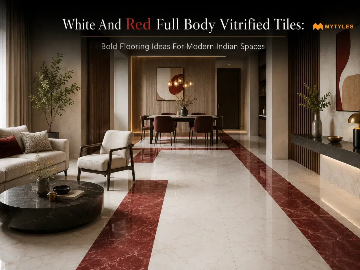 White And Red Full Body Vitrified Tiles: Bold Flooring Ideas For Modern Indian Spaces