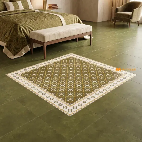 Olive Green Floral Carpet Tile | Verdant Brocade