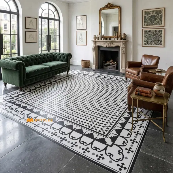 Black & White Checked Carpet Tile | Manor Filigree