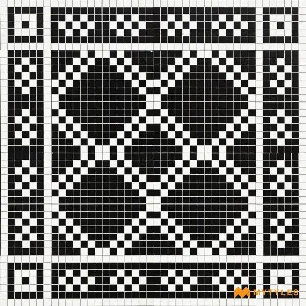 Black & White Mosaic Carpet Tile | Pixel Noir