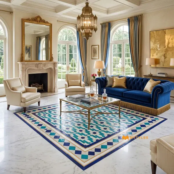 Blue Geometric Carpet Tile | Cobalt Tessera
