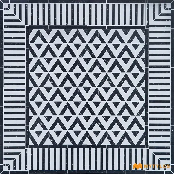 Black & White Geometric Carpet Tile | Noir Facet