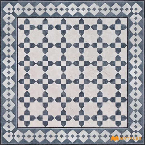 Blue Geometric Carpet Tile | Slate Crosswork