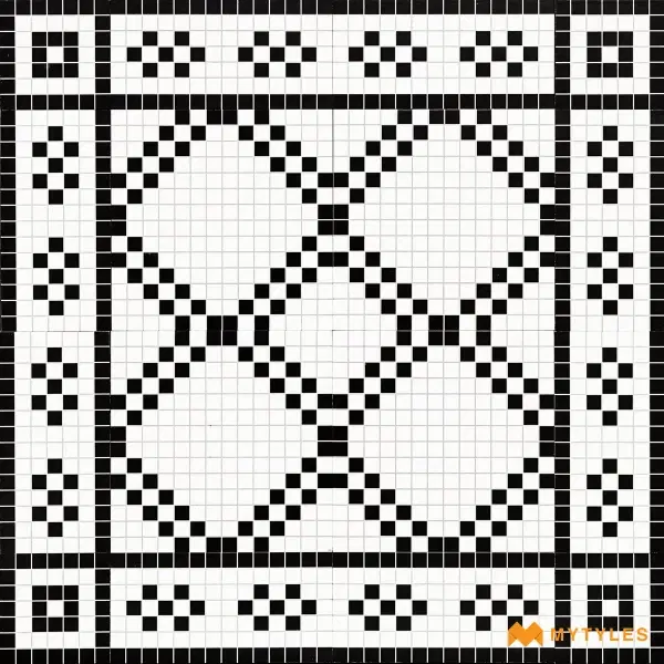 Black and White Mosaic Carpet Tile | Pixel Trellis